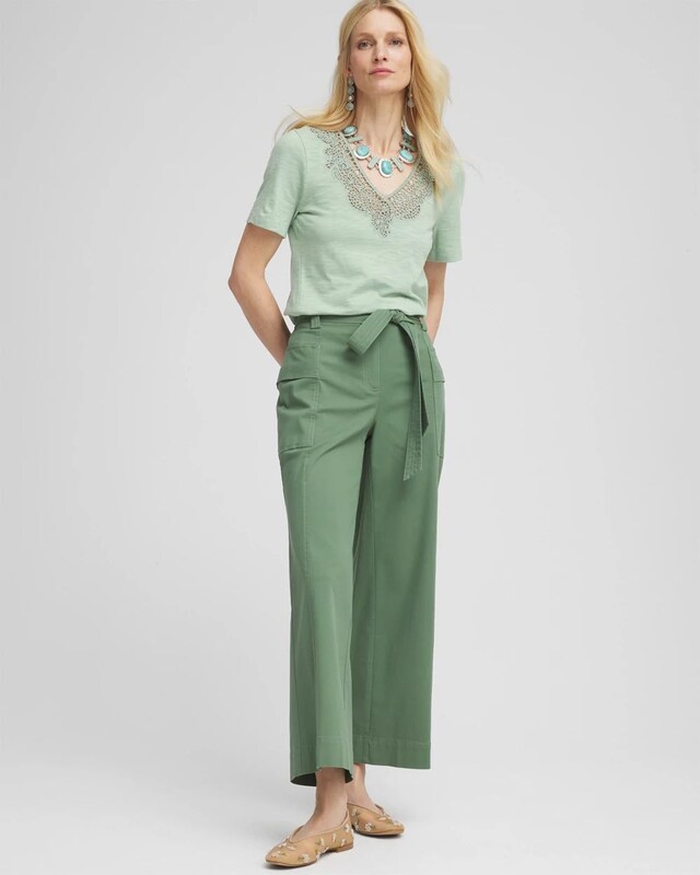 Lace V-Neck Slub Tee - image 2